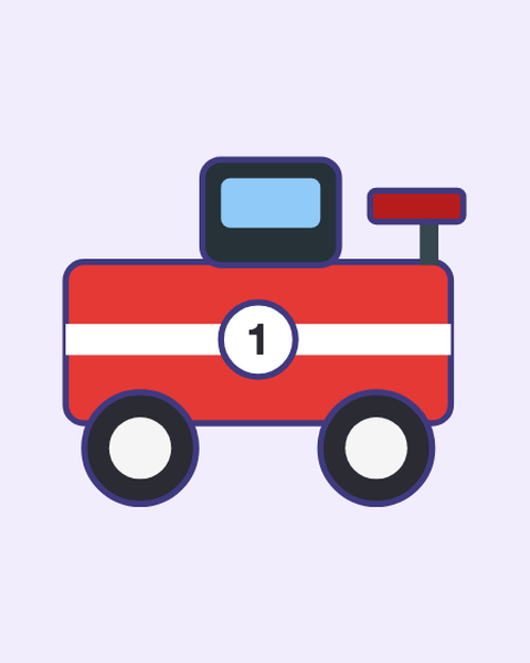 Race Car paper craft template for kids: a printable color A4 sheet with cut lines, fold lines and glue tabs, plus a preview of the finished cube toy