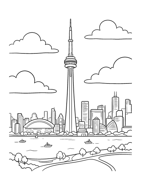 Розмальовка «Телевежа CN Tower» для дітей